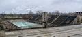 view of the old concrete swimming pool situated next to the berlin olympic stadium....IMAGE