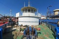 Old, decommissioned cargo boats side by side Royalty Free Stock Photo