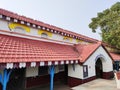 View of an old empty retro railway station reminding of British era in India.