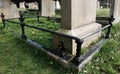 View of an old English cemetery showing thew various styles of gravestones. Royalty Free Stock Photo