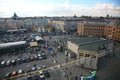 View of old European city from height of bird's flight. Saint Petersburg, Russia, Northern Europe.