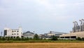 View of an old factory building used as a barn for steaming rice grains