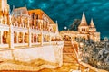 View on the Old Fisherman Bastion in Budapest. Night time Royalty Free Stock Photo