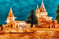 View on the Old Fisherman Bastion in Budapest. Night time Royalty Free Stock Photo