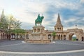 View on the Old Fisherman Bastion in Budapest. Statue Saint Istvan Royalty Free Stock Photo