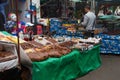 TETOUAN, MOROCCO - MAY 24, 2017: View of the old food market in historical part of Tetouan in Northern Morocco Royalty Free Stock Photo