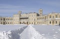 View of the old great Gatchina Palace in winter. Russia Royalty Free Stock Photo