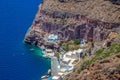 View of Old Harbor of Fira on Santorini island, Greece Royalty Free Stock Photo