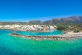 View of the old harbor of traditional village Sisi, Crete, Greece Royalty Free Stock Photo