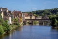 View of the old houses on the banks of the Creuse river in Argenton sur Creuse Royalty Free Stock Photo