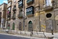 view of the old houses and streets of the old town in Valletta on the island of Malta