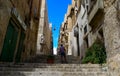 view of the old houses and streets of the old town in Valletta on the island of Malta