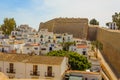 view of old Ibiza with typical white houses and restaurants