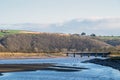 View of the the old Iron Bridge near Bideford, North Devon, England.