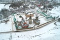 View of the Old Ladoga Nikolsky monastery, February afternoon aerial photographi. Old Ladoga, Russia Royalty Free Stock Photo