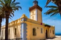 View of the old lighthouse on the Atlantic Ocean coast on the Cape Spartel in northern Morocco Royalty Free Stock Photo