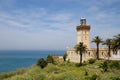 View of the old lighthouse on the Atlantic Ocean coast on the Cape Spartel in northern Morocco Royalty Free Stock Photo