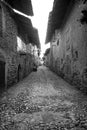 Ricetto di Candelo, view. Black and white photo Royalty Free Stock Photo