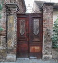A view on old metal rusty door