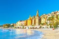 View on old part of Menton, Provence-Alpes-Cote d`Azur, France Royalty Free Stock Photo