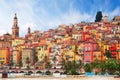 View on old part of Menton, Provence-Alpes-Cote d`Azur, France Royalty Free Stock Photo