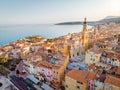 View on old part of Menton, Provence-Alpes-Cote d'Azur, France. Royalty Free Stock Photo