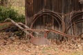 An Old Experienced Plow and Wheel Rims