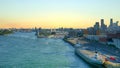 View of old port area with large ship, middel of the summer, Montreal, Canada Royalty Free Stock Photo