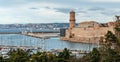 old port and Fort Saint Jean in Marseille, France Royalty Free Stock Photo