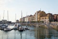 View on old port of Gijon and Yachts