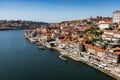 View of the Old Porto neighborhood of Ribeira from the Dom Luis bridge Royalty Free Stock Photo