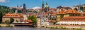 A view of old Prague from the Vltava river on a lovely lazy afternoon Royalty Free Stock Photo