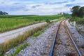 View of an old railway track in northern Spain. Royalty Free Stock Photo