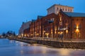 View of old red brick buildings on the waterfront, Helsinki, Finland. Royalty Free Stock Photo