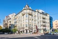 View of the old residential building at the intersection of Velyka Zhytomyrska and Volodymyrska streets in Kyiv, Ukraine