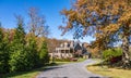 View of a Old Restored Stone Colonial House With Gardens and Landscape Royalty Free Stock Photo