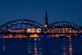 view of Old Riga across the Daugava river in the evening 2 Royalty Free Stock Photo