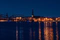 view of Old Riga across the Daugava river in the evening 1 Royalty Free Stock Photo