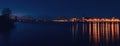 view of Old Riga across the Daugava river in the evening Royalty Free Stock Photo