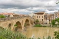 View at the old Romanesque Bridge over Arga river in Puente La Reina - Spain