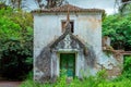 View of old ruined Greek villa with cracked and dirty walls Royalty Free Stock Photo