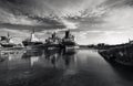 Cargo vessels for scrap, ship-breaker, Greece. Royalty Free Stock Photo