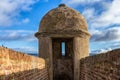 View of an old sentry box along with ancient walls of Ciudad Rodrigo, Spain Royalty Free Stock Photo