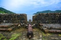 View of an old spanish cannon in a colonial fort in Portobelo, P Royalty Free Stock Photo