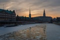 View of the Old Stock Exchange and the Town Hall, Copenhagen, Denmark Royalty Free Stock Photo