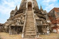 View of old stone staircase in ruins of historical building