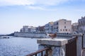 View of old street, facades of ancient buildings in Ortygia Ortigia Island, Syracuse, Sicily, Italy, traditional architecture Royalty Free Stock Photo