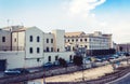 View of old street, facades of ancient buildings in seafront of Ortygia Ortigia Island, Syracuse Siracusa, Sicily, Italy Royalty Free Stock Photo