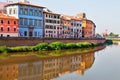 View of old street and river Arno in Pisa city, It Royalty Free Stock Photo