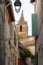 View on old streets and houses in ancient french town Arles, touristic destination with Roman ruines, Bouches-du-Rhone, France Royalty Free Stock Photo